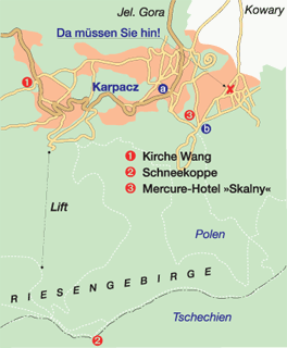Karte Karpacz und Lage des Ferienhauses Karte mit Lage Ferienhaus Riesengebirge